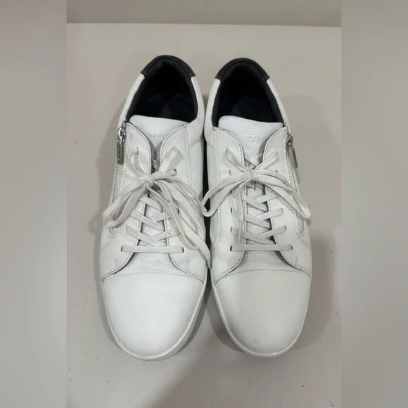 Calvin Klein Ibrahim Leather White Men Shoes Trainers Size 12 Casual - Picture 3 of 7